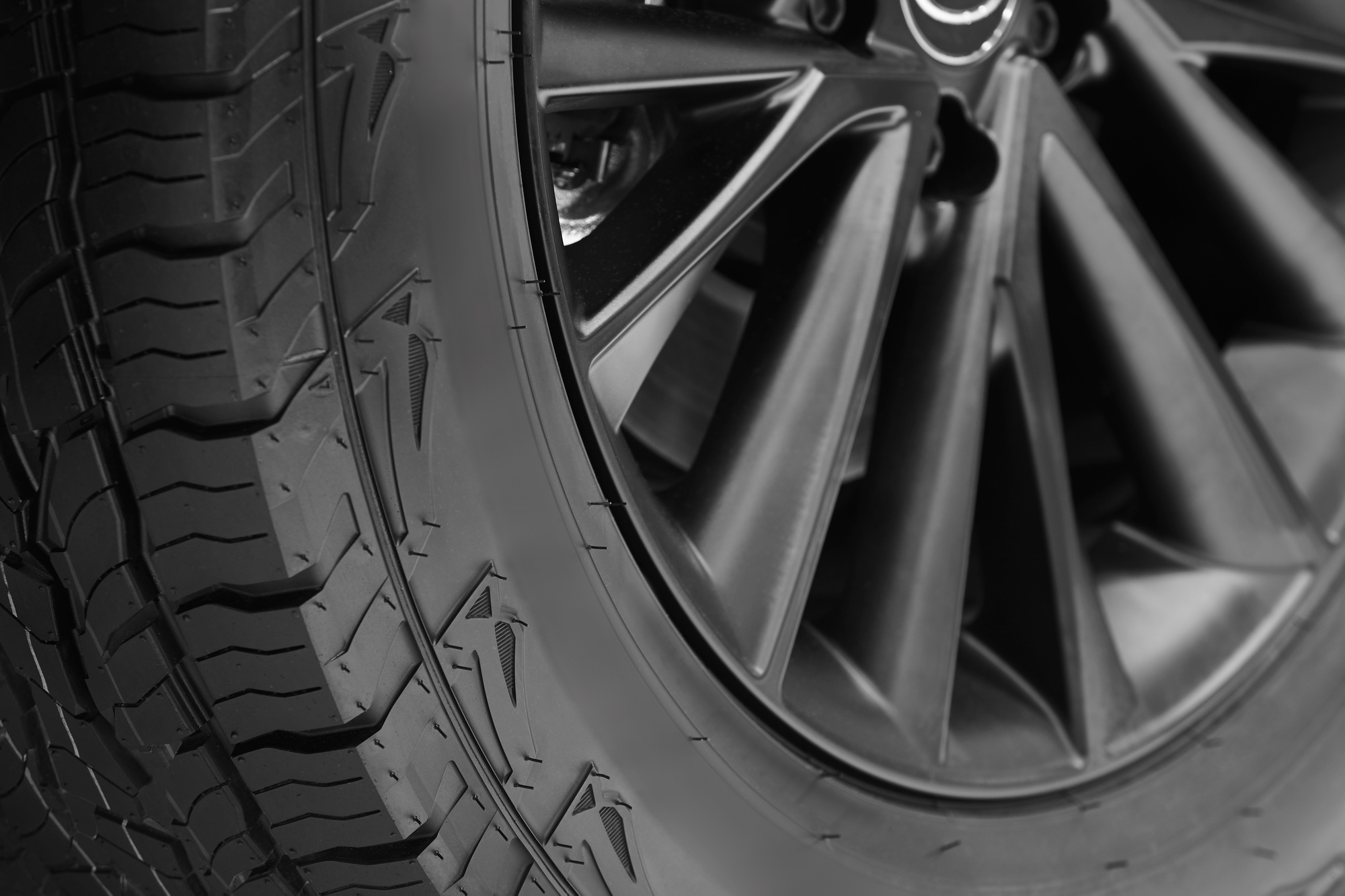 Car tyre detail. Vehicle part. Automobile maintenance industry