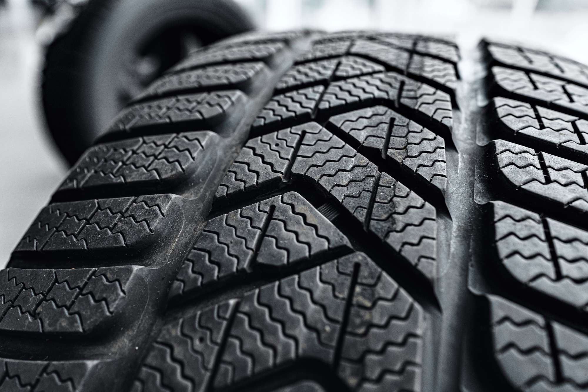 New car tyre photo in car salon
